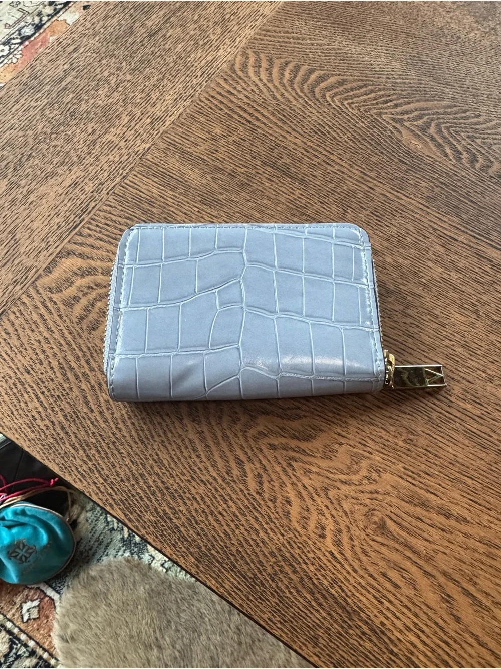 Victoria's Secret Light Blue Zip Wallet with Gold Hardware - Picture 5 of 5